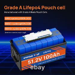 48V 100Ah Lifepo4 Lithium Battery Solar 150A BMS Boat Golf Cart VAN