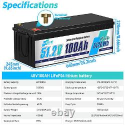 48V 100Ah Lifepo4 Lithium Battery Solar 200A BMS Boat Golf Cart VAN RV Camper