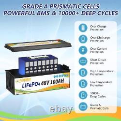 48V 100Ah Lithium Battery Golf cart LiFePO4 100A BMS 15000+ Deep Cycle Solar