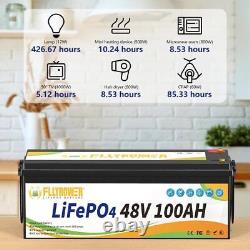 48V 100Ah Lithium Battery Golf cart LiFePO4 100A BMS 15000+ Deep Cycle Solar