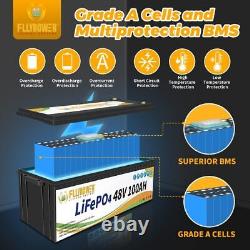 48V 100Ah Lithium Battery Golf cart LiFePO4 100A BMS 15000+ Deep Cycle Solar
