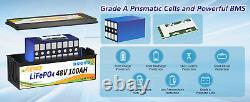 48V 100Ah Lithium Battery Golf cart LiFePO4 100A BMS 15000+ Deep Cycle Solar