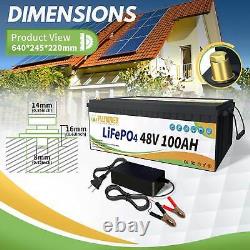 48V 100Ah Lithium Battery Golf cart LiFePO4 100A BMS 15000+ Deep Cycle Solar