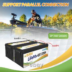 48V 100Ah Lithium Battery Golf cart LiFePO4 100A BMS 15000+ Deep Cycle Solar