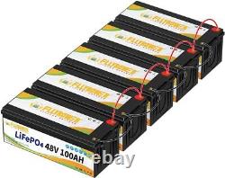 48V 100Ah Lithium Battery Golf cart LiFePO4 100A BMS 15000+ Deep Cycle Solar