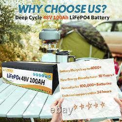 48V 100Ah Lithium Battery Golf cart LiFePO4 100A BMS 15000+ Deep Cycle Solar
