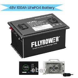 48V 100Ah Lithium Golf Cart Battery, Built 200A BMS 15000+ Cycles 20A Charger