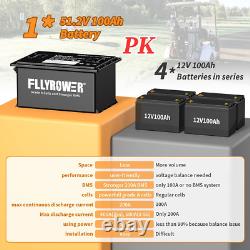 48V 100Ah Lithium Golf Cart Battery, Built 200A BMS 15000+ Cycles 20A Charger