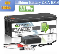48V 100Ah Lithium Golf Cart Battery With BMS Trolling Motor Marine Camper Home