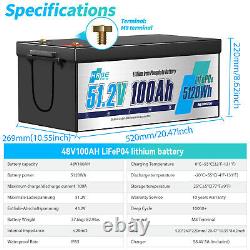48V 100Ah Lithium Golf Cart Battery with 5A Charger Golf Cart Trolling Motor RV