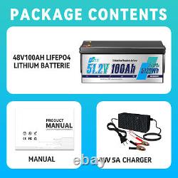 48V 100Ah Lithium Golf Cart Battery with 5A Charger Golf Cart Trolling Motor RV