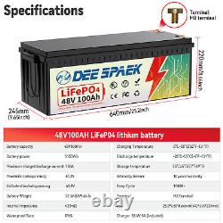 48V 100Ah Lithium LiFePO4 Battery 200A BMS 15000 Deep Cycle for Golf cart VAN RV