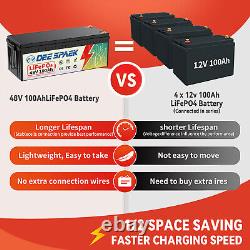 48V 100Ah Lithium LiFePO4 Battery 200A BMS 15000 Deep Cycle for Golf cart VAN RV