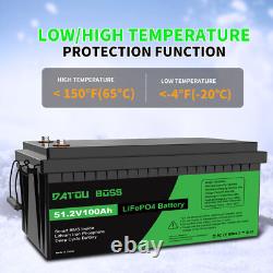 48V 100Ah Lithium LiFePO4 Battery 51.2V Deep Cycles RV Sloar Golf Carts BMS
