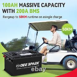 48V 105Ah Battery LiFePO4 Lithium Golf Cart 200A BMS 15000+Cycles +Monit+Charger