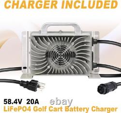 48V 105Ah Golf Cart Battery LiFePO4 Lithium Battery Charger Monitor Set 200A BMS