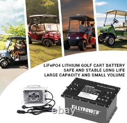 48V 105Ah Golf Cart Battery LiFePO4 Lithium Battery Charger Monitor Set 200A BMS
