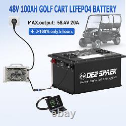 48V 105Ah Golf Cart LiFePO4 Lithium Battery 15000+Cycles 200A BMS + 20A Charger