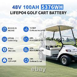 48V 105Ah Golf Cart LiFePO4 Lithium Battery 15000+Cycles 200A BMS + 20A Charger