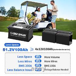 48V 105Ah Golf Cart LiFePO4 Lithium Battery 15000+Cycles 200A BMS + 20A Charger