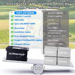 48V 105Ah Golf Cart LiFePO4 Lithium Battery Club Car 200A BMS 15000+ Deep Cycles