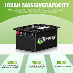 48V 105Ah Golf Cart Lithium LiFePO4 Battery 10Year Life+20A Charger for EZGO TXT