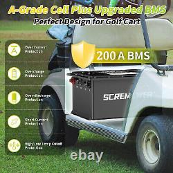 48V 105Ah LiFePO4 Golf Cart Lithium Battery Bluetooth Monitor 200A BMS + Charger