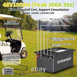 48V 105Ah LiFePO4 Golf Cart Lithium Battery Bluetooth Monitor 200A BMS + Charger