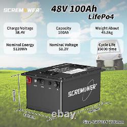 48V 105Ah LiFePO4 Golf Cart Lithium Battery Bluetooth Monitor 200A BMS + Charger