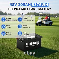 48V 105Ah Lithium Golf Cart Battery 200A BMS 15000 Deep Cycle Monitor Charger