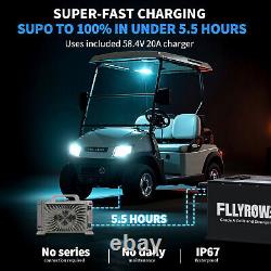 48V 105Ah Lithium Golf Cart Battery 200A BMS 15000 Deep Cycle Monitor Charger