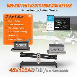 48V 105Ah Lithium Golf Cart Battery 200A BMS 15000 Deep Cycle Monitor Charger