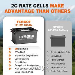 48V 105Ah Lithium Golf Cart Battery 200A BMS 15000 Deep Cycle Monitor Charger