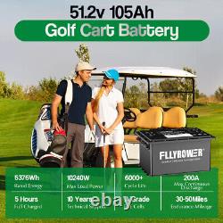 48V 105Ah Lithium Golf Cart Battery Built-in Smart 200A BMS +20A Charger 10Year