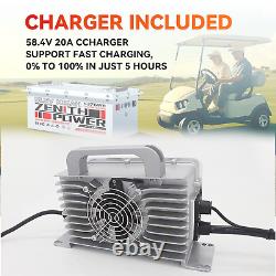 48V 105Ah Lithium LiFePO4 Golf Cart Battery BMS 200A with 20A Charger Display