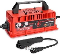 48V 15A Golf Cart Battery Charger for Club Car DS/Precedent 3 Pin Triangle Plug