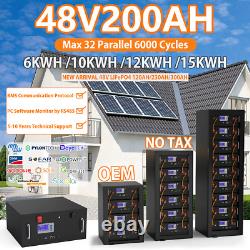 48V 200Ah 10240Wh LiFePO4 Battery Pack 51.2V 10Kw 6000 Cycles PC Monitor Max 32