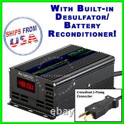 48V E-Z-GO withCrowsFoot Golf Cart Battery Charger Desulfator Reconditioner withLED