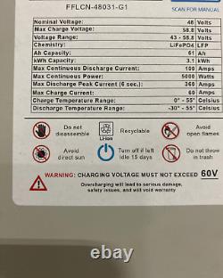 48V Lifepo4 3.1 kwh Battery Golf Cart BMS SB175 Plug Solar RV Off Grid T-105 DIY