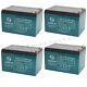 4 Pack 12v 12ah/10h Battery 6-dzm-12 Batteries For Go Kart Golf Cart Pocket Bike