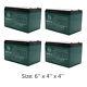 4 Pack 12v 12ah 6-dzm-12 Rechargeable Battery For E-bike Go Kart Golf Cart Quad