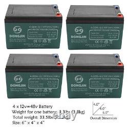 4 Pack 6-DZM-12 12V 12Ah Battery for ATV Scooter Go Kart Golf Cart Quad Razor