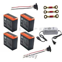 4x 12V 24Ah 6-DZM-20 Battery +48V Charger For Electric Scooter Golf Cart Go Kart