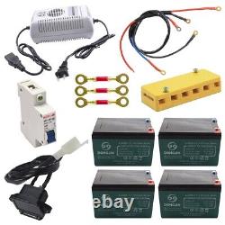 4x 6-DZM-12 12V 12Ah Battery &48V Charger Go Kart Mobility Scooter Golf Cart ATV