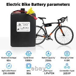 60V 25A 30A 35A 40A LIFEPO4 Lithium Ebike Battery for Electric BiKe Golf Cart