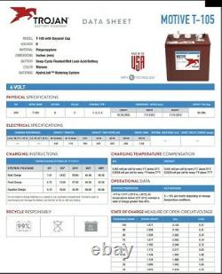 6V Trojan T-105 6V Volt Deep Cycle Battery Solar/RV/Marine/Golf FREE CA DELIVERY