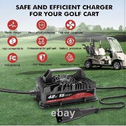 AUTOBABA 48 volt 15 amp Golf Cart Battery Charger 3-Pin Triangle Style Plug
