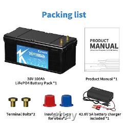 Bluetooth 100Ah LiFePO4 36V Golf Cart Lithium Battery 20,000+ Deep Cycle Camping
