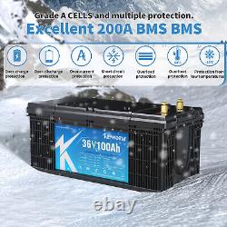 Bluetooth 100Ah LiFePO4 36V Golf Cart Lithium Battery 20,000+ Deep Cycle Camping