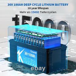 Bluetooth 100Ah LiFePO4 36V Golf Cart Lithium Battery 20,000+ Deep Cycle Camping